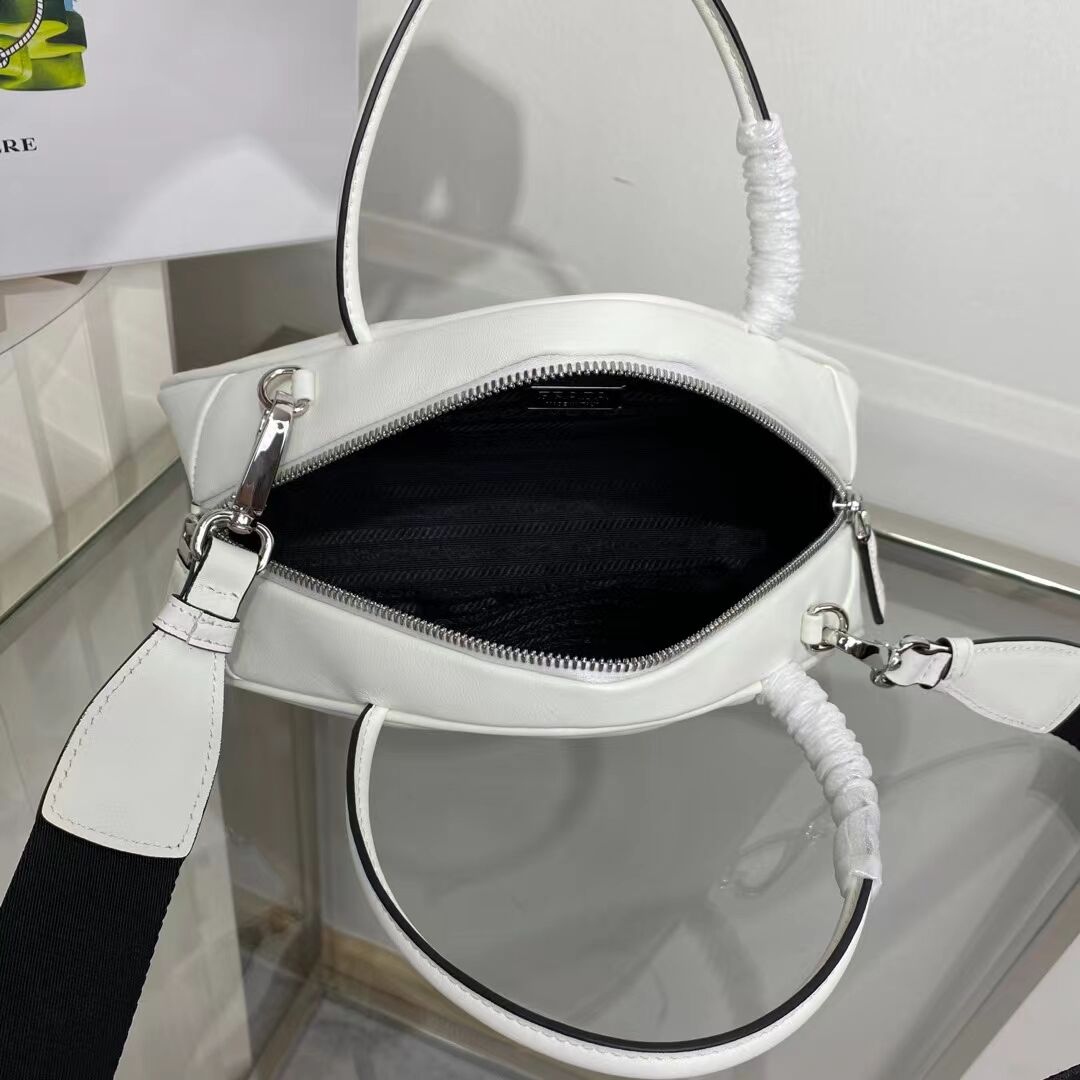 Prada Leather Triangle bag 1BB082 white