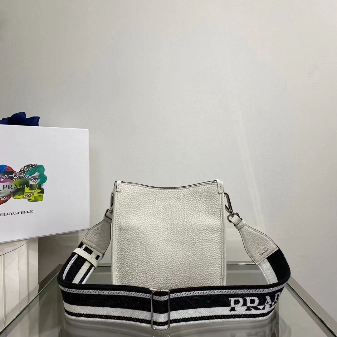 Prada Leather mini shoulder bag 1BH191 white