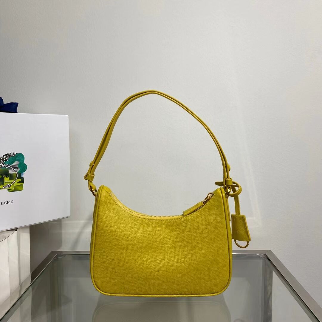 Prada Small Saffiano leather shoulder bag 1BD330 yellow