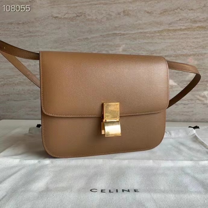 Celine MEDIUM CLASSIC BAG IN NATURAL CALFSKIN 189173 Brown