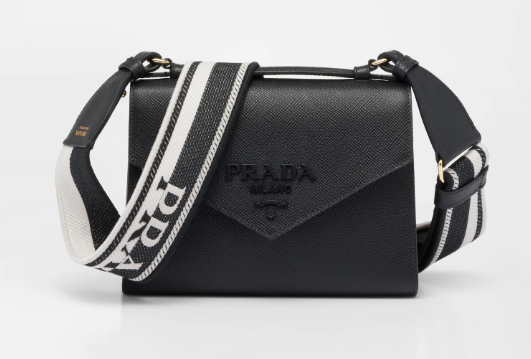 Prada Monochrome Saffiano and leather bag 1BD317 black