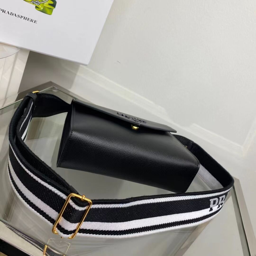 Prada Monochrome Saffiano and leather bag 1BD317 black