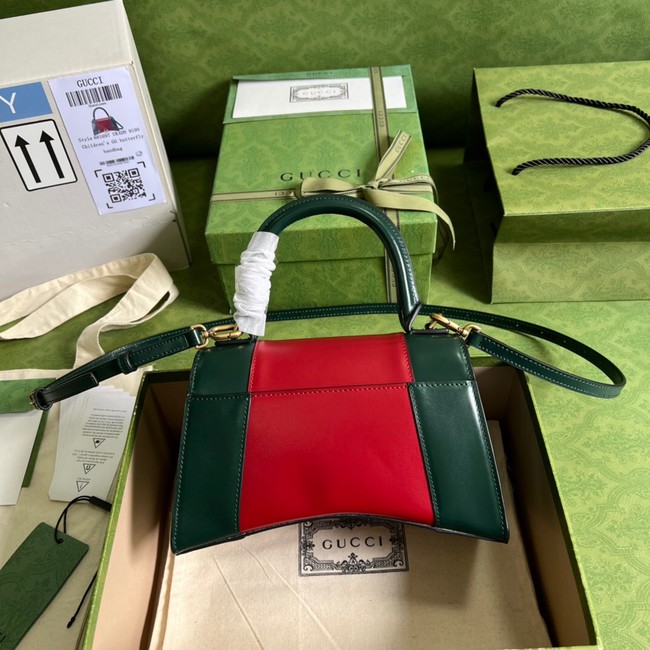 Gucci HOURGLASS SMALL TOP HANDLE BAG calfskin 681697 red%Green