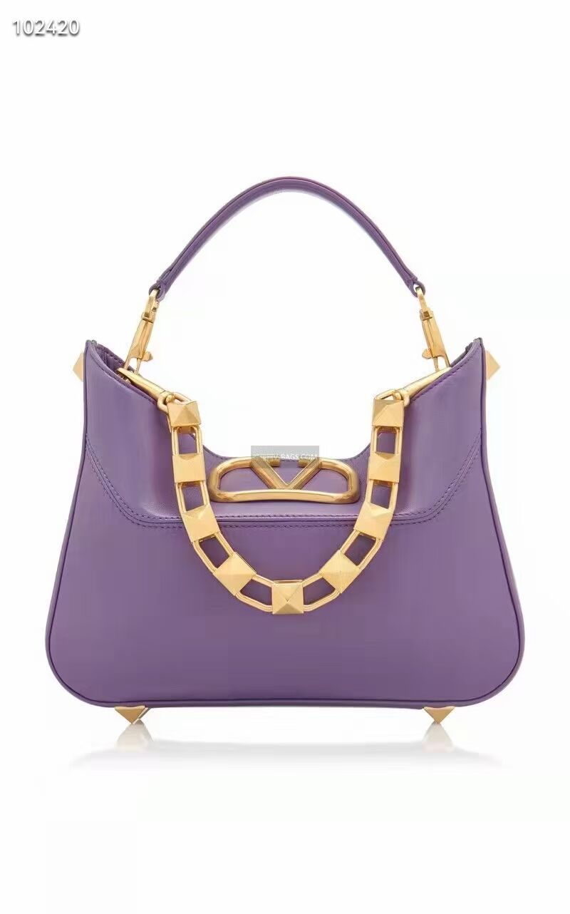 VALENTINO GARAVANI Loco Calf leather bag V2028 purple