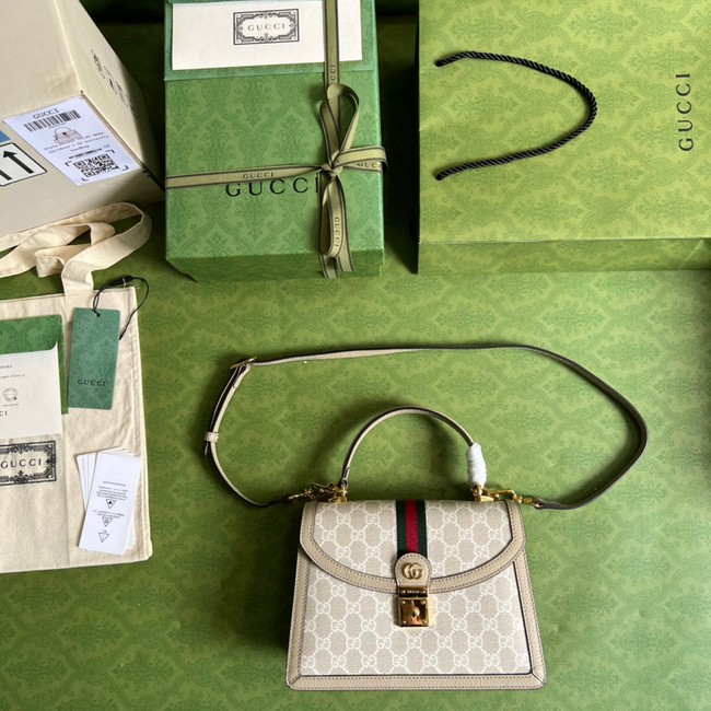 Gucci Ophidia small top handle bag with Web 651055 Beige