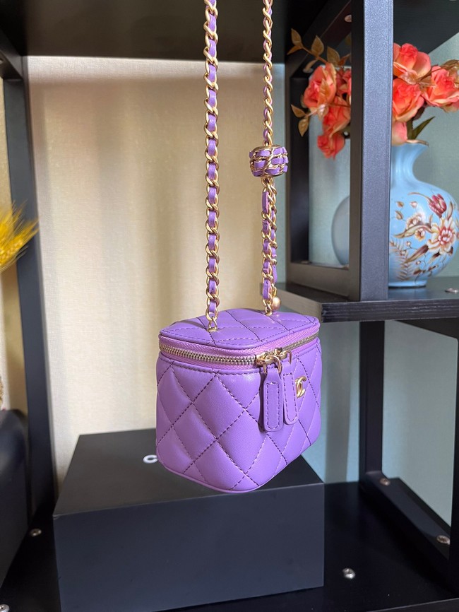 Chanel mini Shoulder Bag Lambskin & Gold-Tone Metal AP2929 Purple