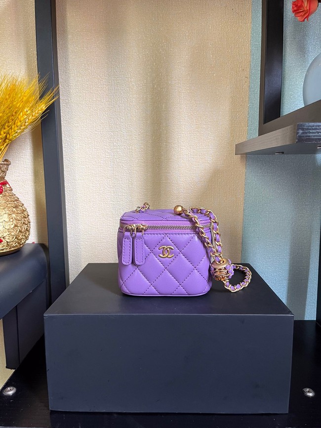 Chanel mini Shoulder Bag Lambskin & Gold-Tone Metal AP2929 Purple