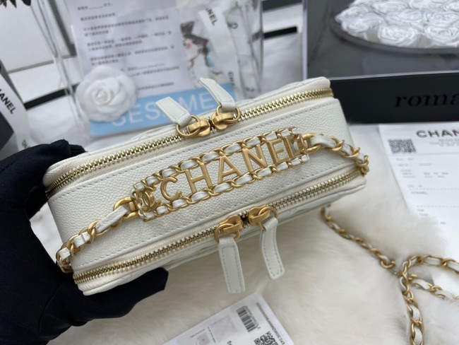 CHANEL HANDBAG Grained Calfskin&Gold-Tone Metal AP3222 white