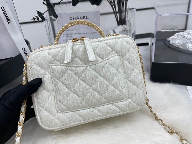 CHANEL HANDBAG Grained Calfskin&Gold-Tone Metal AP3222 white