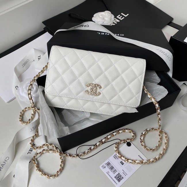 Chanel Grained Calfskin small Shoulder Bag AP2734 white