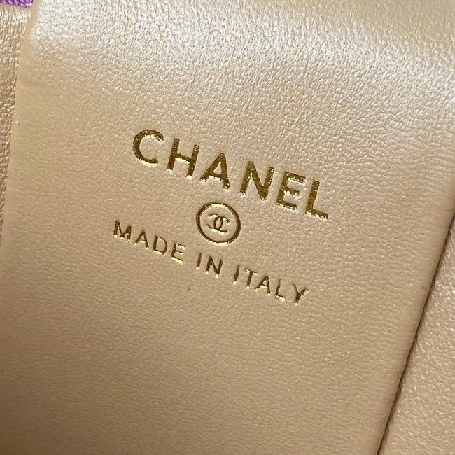 Chanel lambskin top handle bag AP2730 Purple