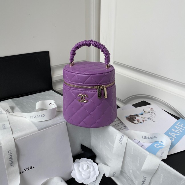 Chanel lambskin top handle bag AP2730 Purple