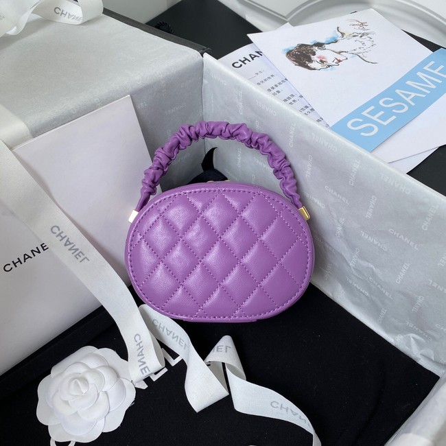 Chanel lambskin top handle bag AP27301 Purple