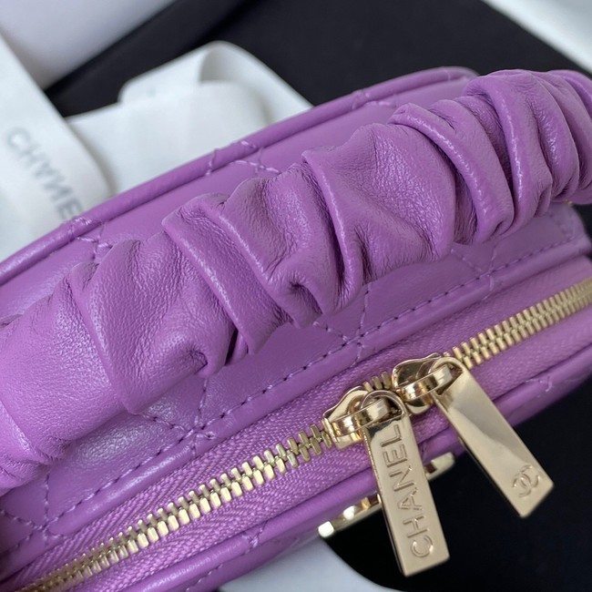 Chanel lambskin top handle bag AP27301 Purple