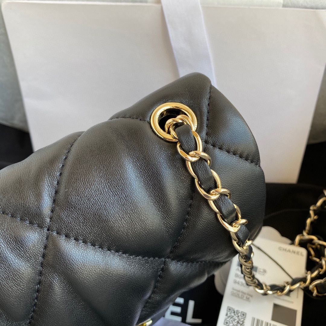 Chanel small flap Lingge bubble bag Calfskin & Gold-Tone Metal AS2232 black