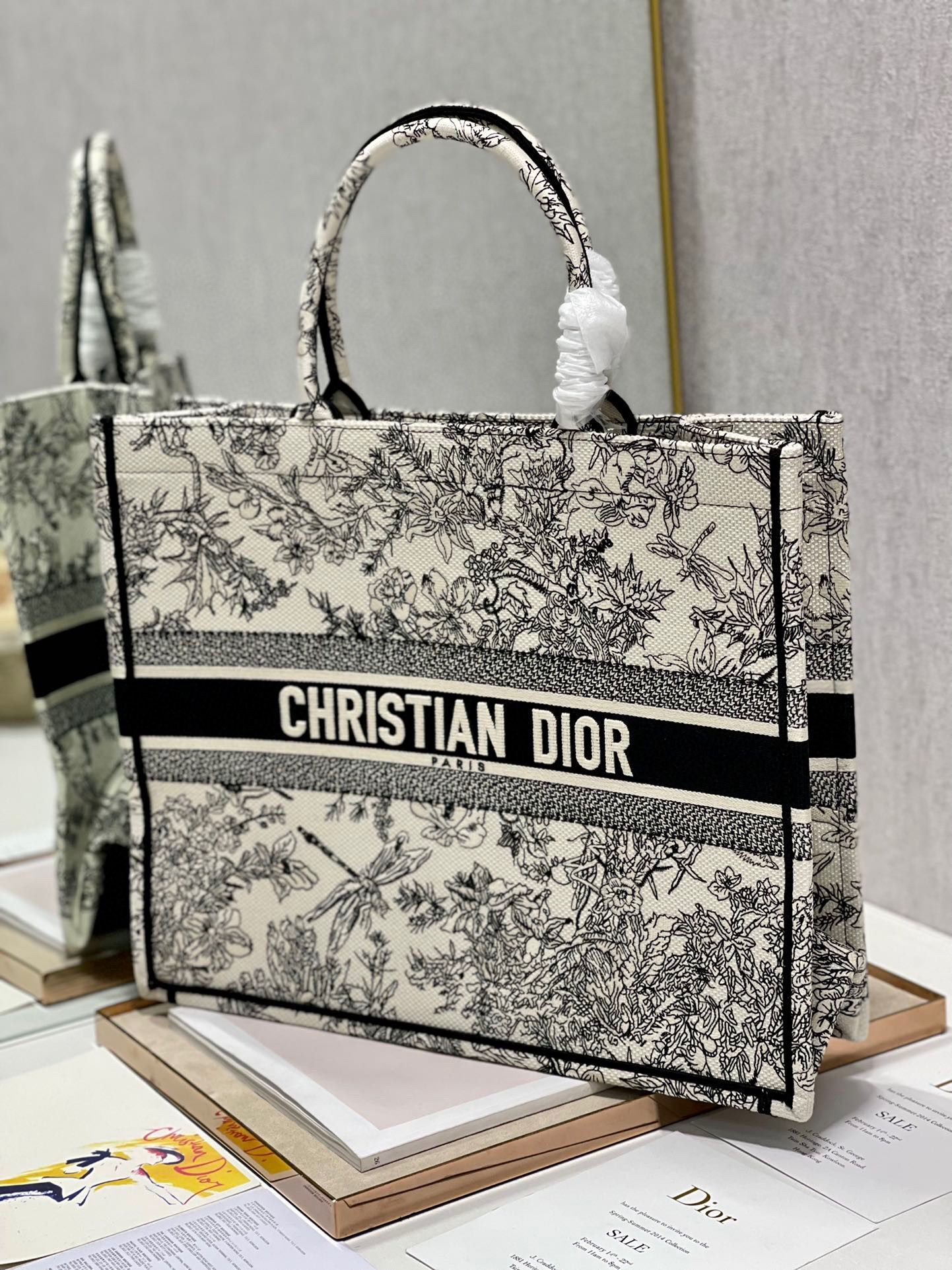 DIOR BOOK TOTE BAG DRAGONFLY DE JOUY M1286ZT Black