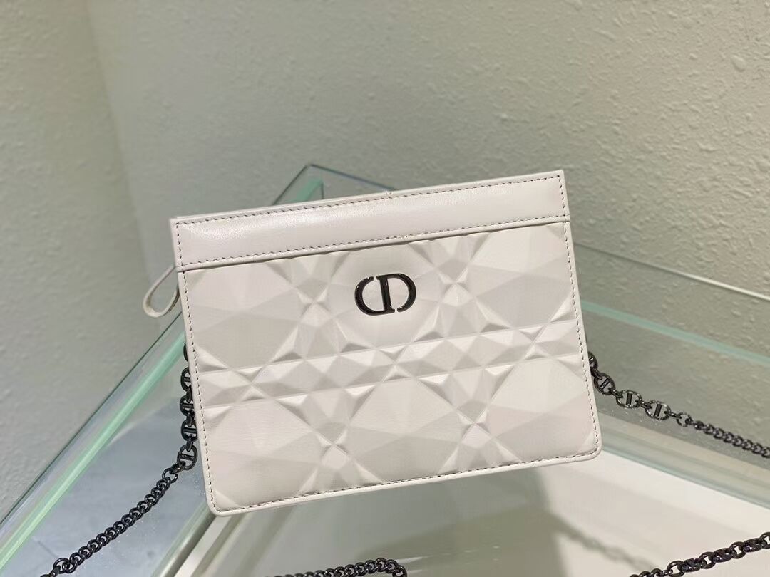 DIOR MINI BOBBY BAG Cannage Calfskin C2806 white