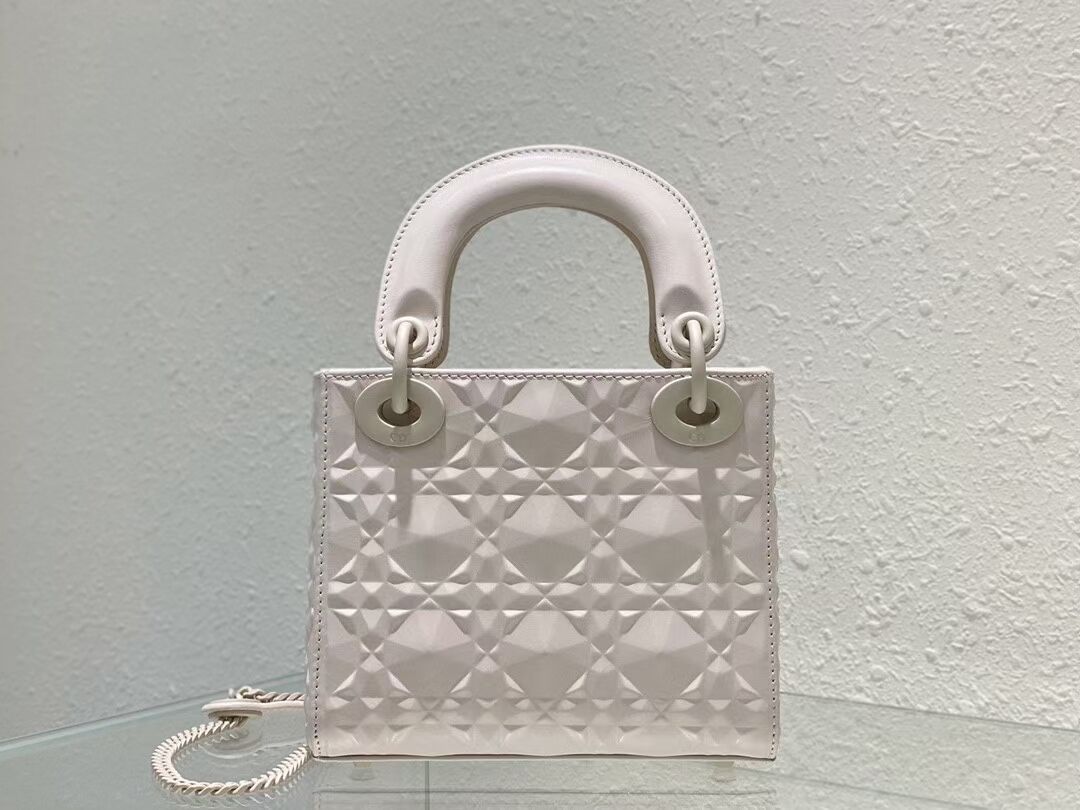 MINI LADY DIOR BAG Cannage Calfskin C2815 white