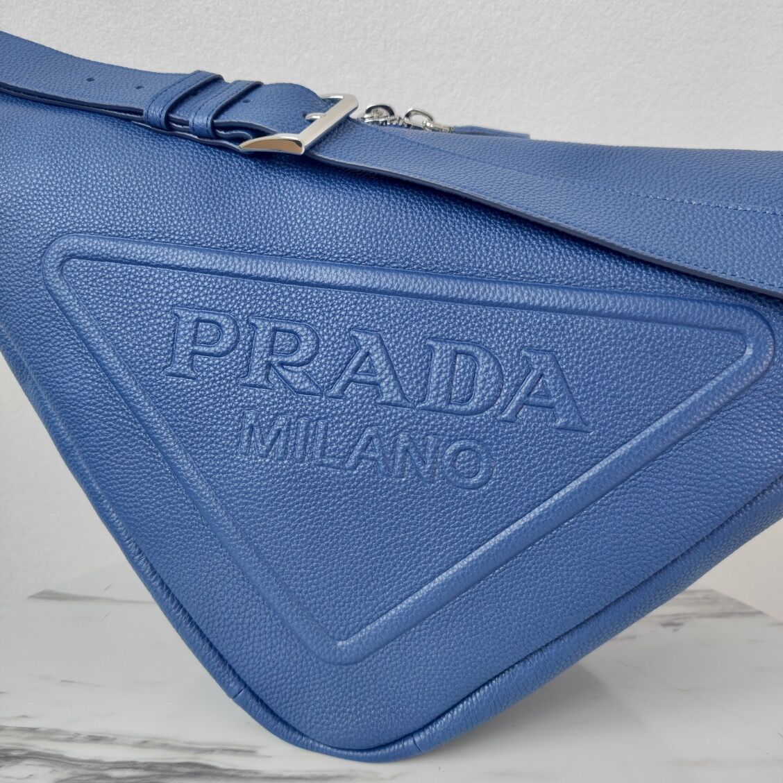 Prada Deer skin Leather Triangle shoulder bag 2VD012 blue