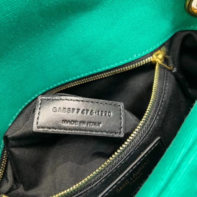 SAINT LAURENT PUFFER SMALL CHAIN BAG IN DENIM AND SMOOTH LEATHER 577476 green