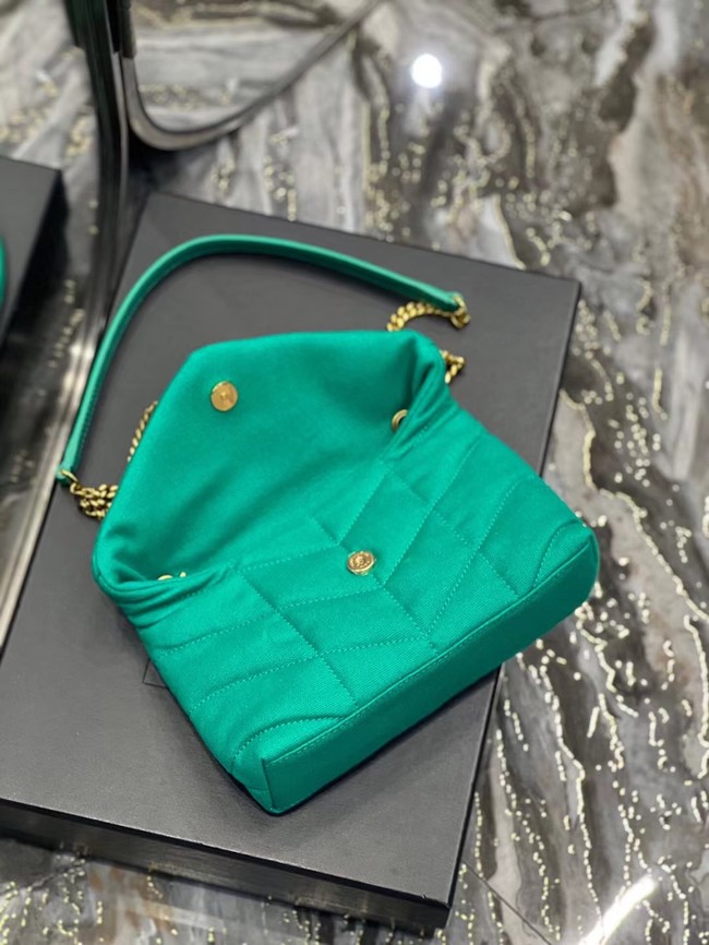 SAINT LAURENT PUFFER TOY BAG IN CANVAS AND SMOOTH LEATHER 620333 green