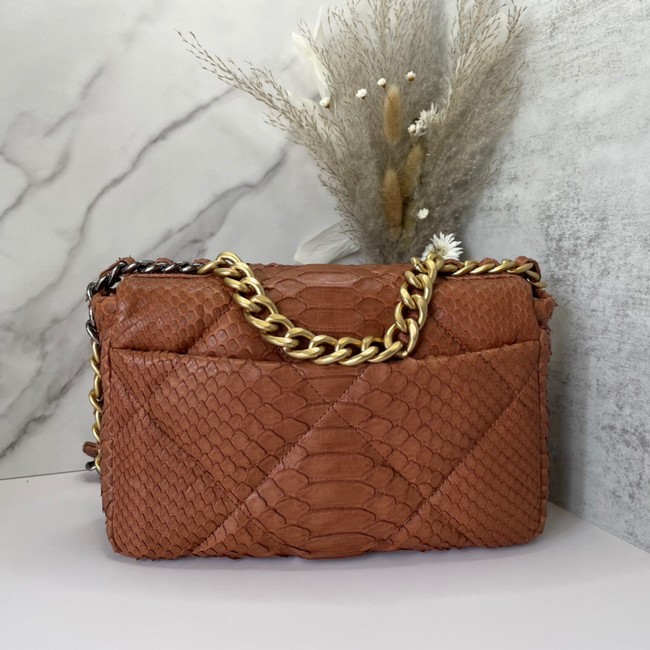 CHANEL 19 Flap Bag Original Snake skin flap bag AS1160 Camel