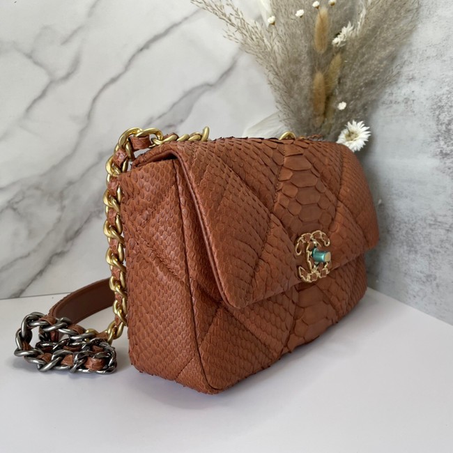 CHANEL 19 Flap Bag Original Snake skin flap bag AS1160 Camel