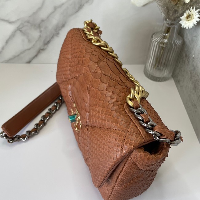 CHANEL 19 Flap Bag Original Snake skin flap bag AS1160 Camel