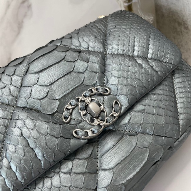 CHANEL 19 Flap Bag Original Snake skin flap bag AS1160 silver