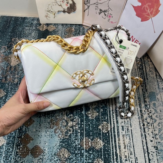 Chanel 19 flap bag AS1160 White&Rainbow line