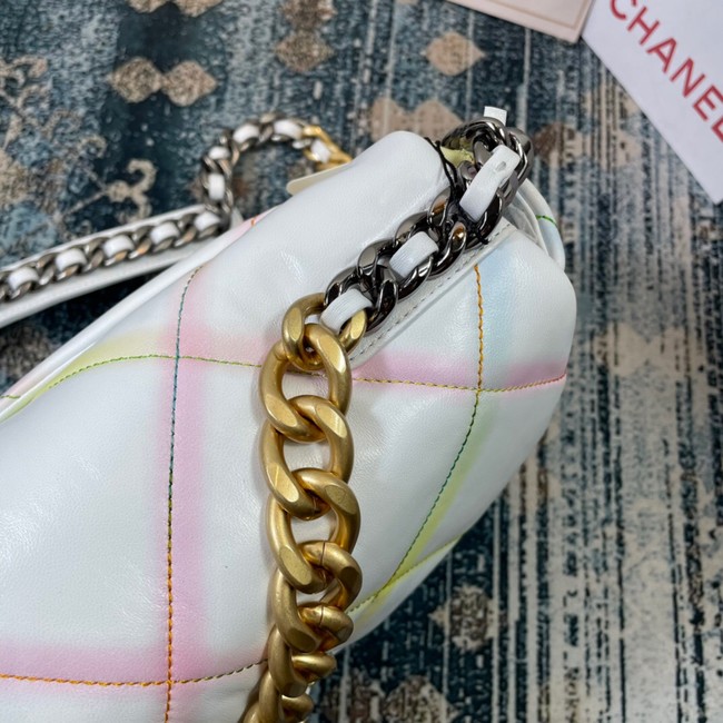 Chanel 19 flap bag AS1161 White&Rainbow line