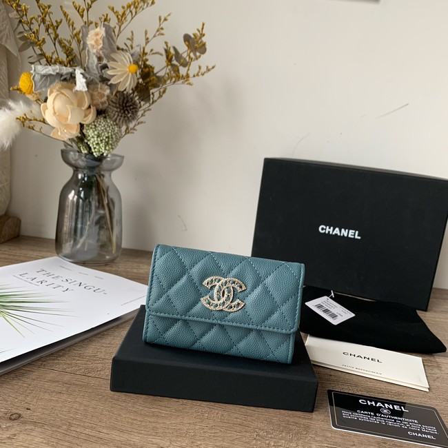 Chanel card holder Calfskin AP2735 blue