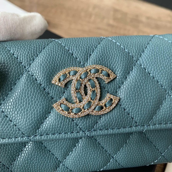 Chanel card holder Calfskin AP2735 blue