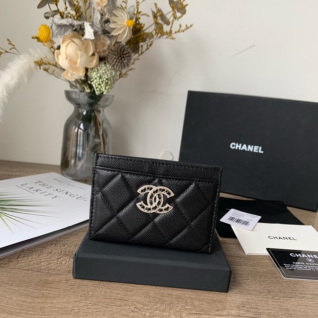 Chanel card holder Calfskin AP2737 black