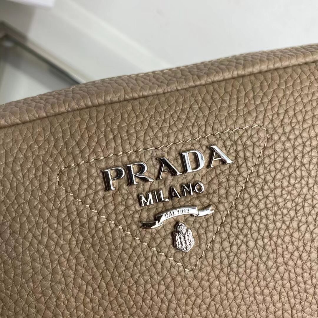 Prada Leather bag with shoulder strap 1BH082 gray