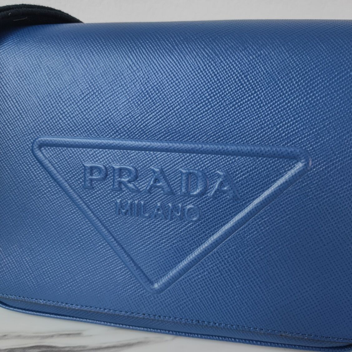 Prada Leather bag with shoulder strap 2BV031 blue