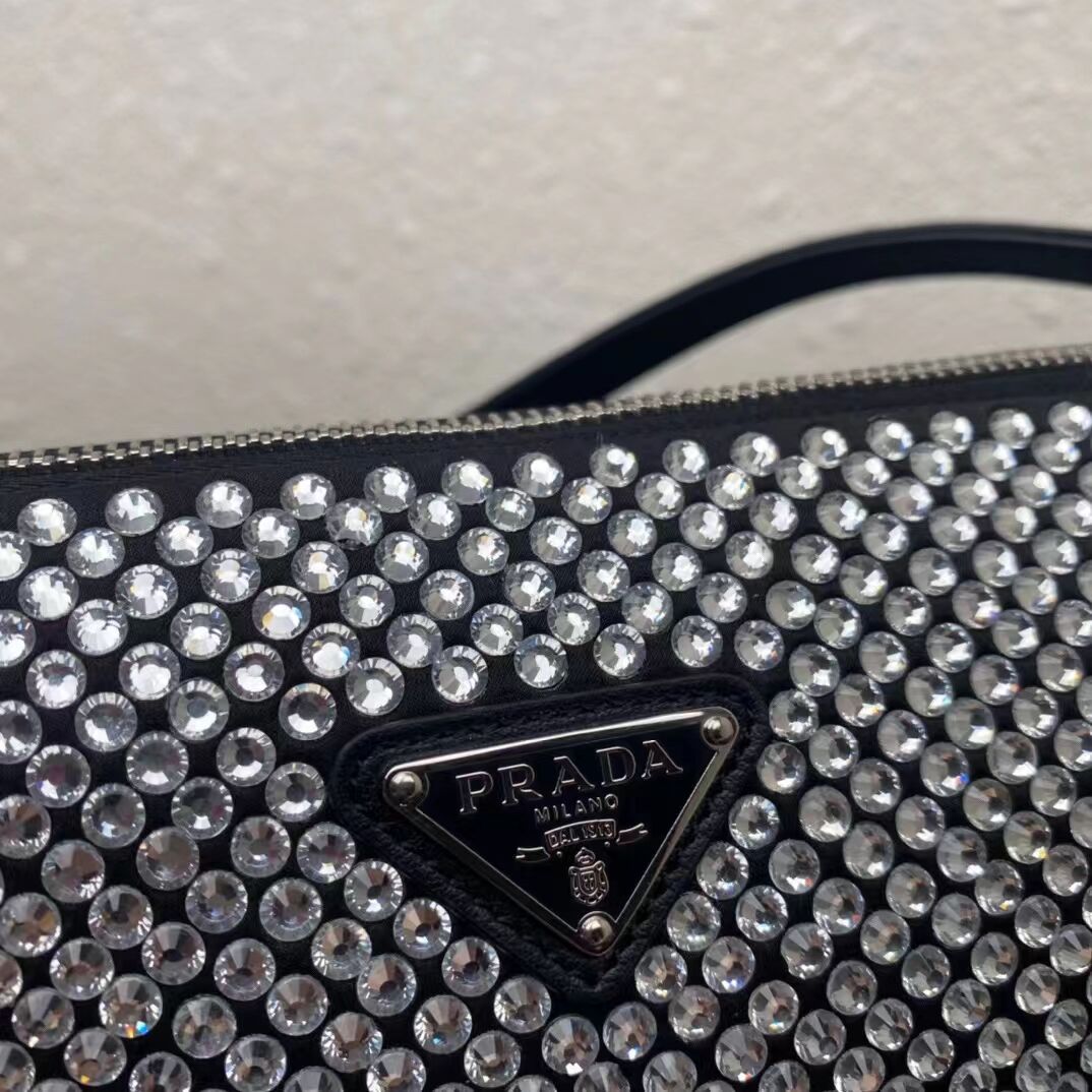 Prada crystal handbag 1VH243 black