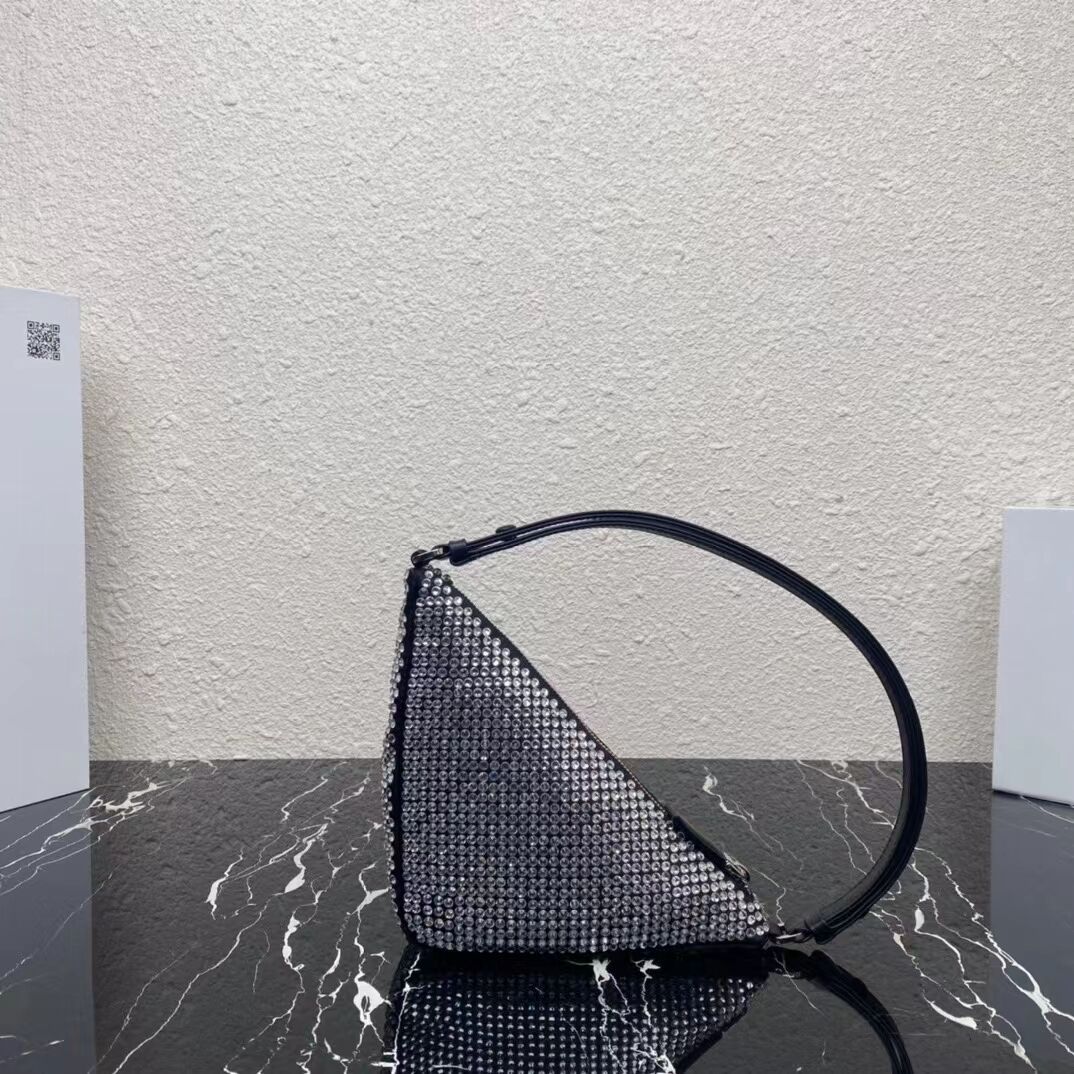 Prada crystal handbag 1VH243 black