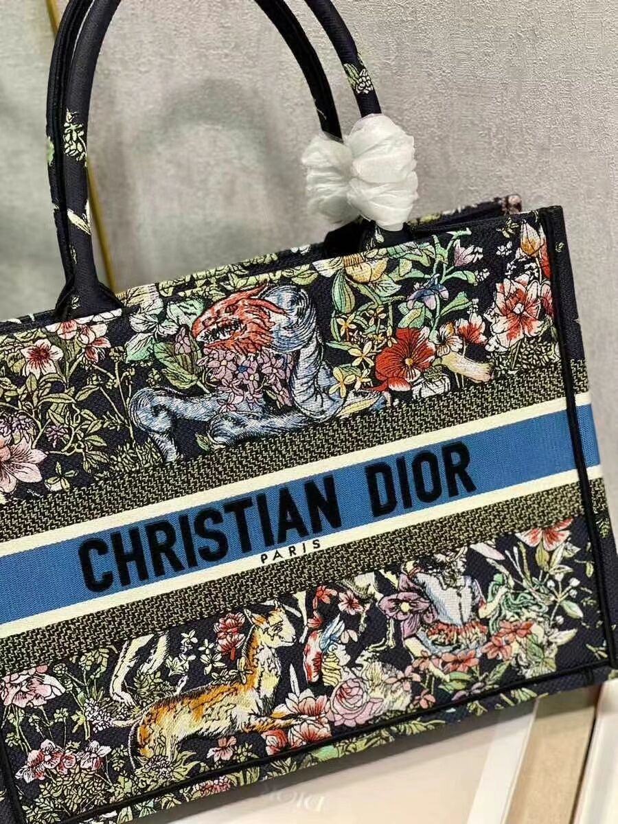 SMALL DIOR BOOK TOTE Embroidery C1287-29 black