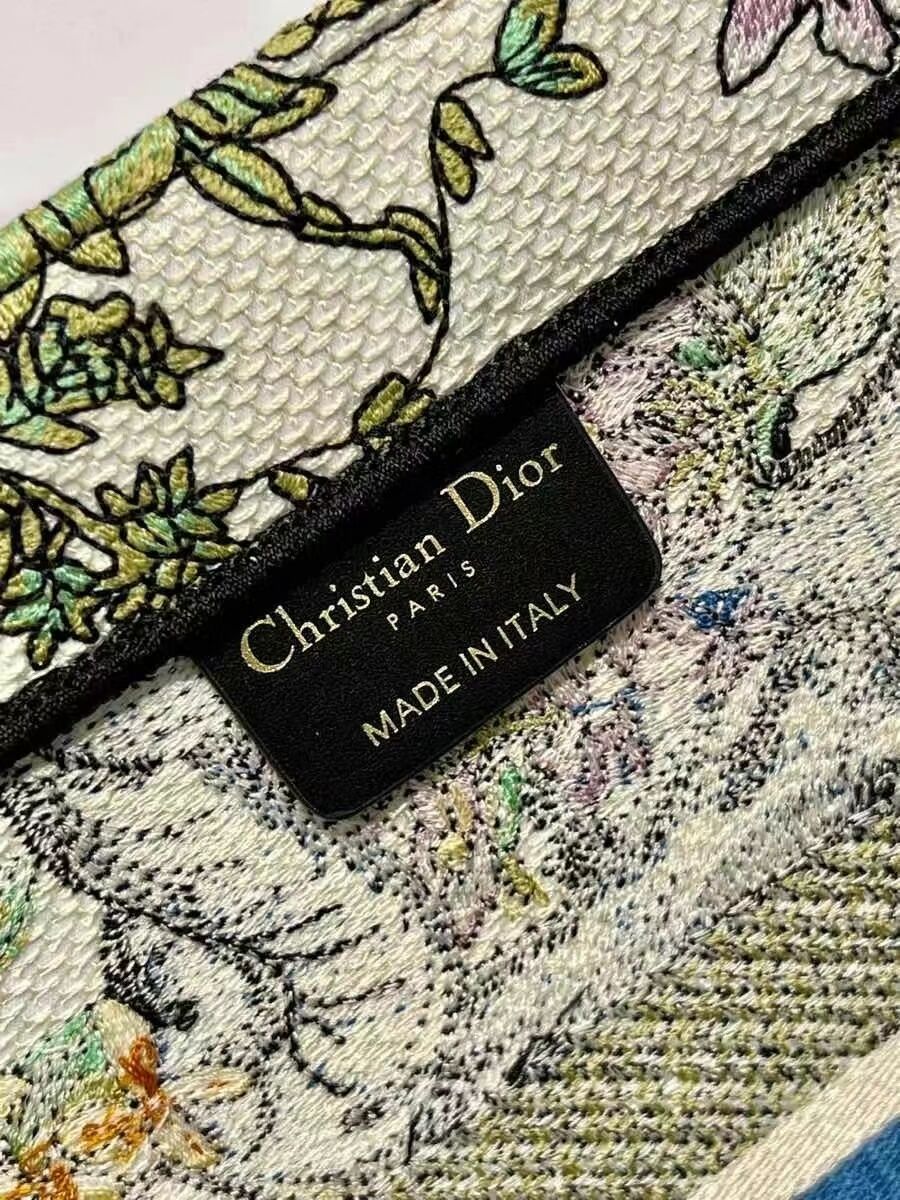 SMALL DIOR BOOK TOTE Embroidery C1287-30 white