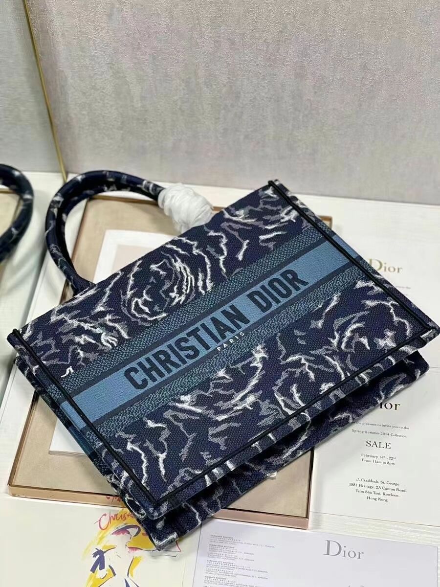 SMALL DIOR BOOK TOTE Embroidery C1287-31 blue