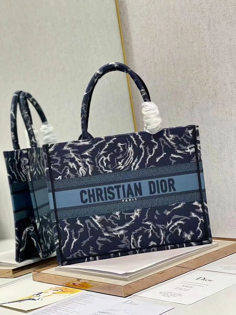 SMALL DIOR BOOK TOTE Embroidery C1287-31 blue