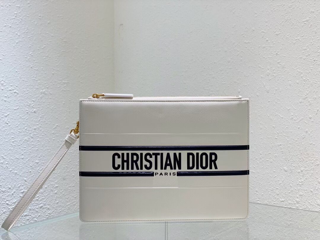 Dior Calfskin Cluth Bag C9181 white