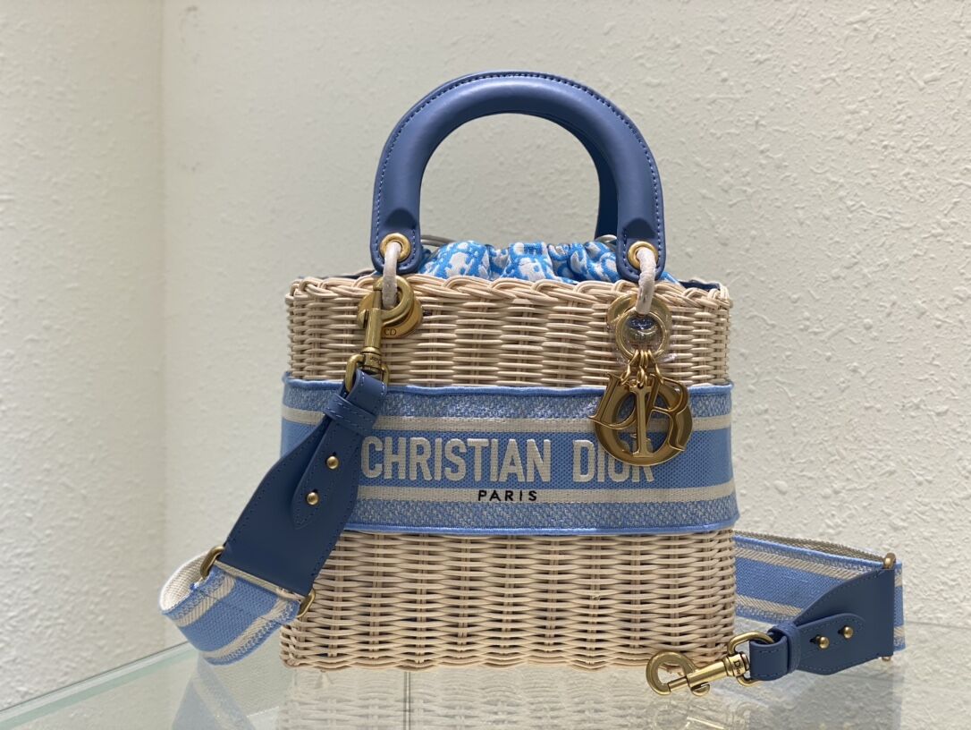 Dior MEDIUM LADY weave BAG C9916 blue