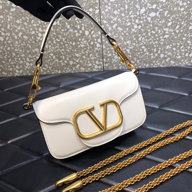 VALENTINO GARAVANI MINI LOCO Calf leather Shoulder Bag 1W2B0K white