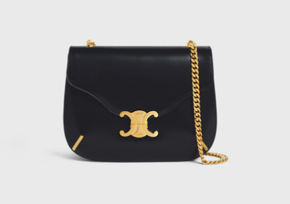 Celine CHAIN BESACE TRIOMPHE IN SHINY CALFSKIN 199273 BLACK