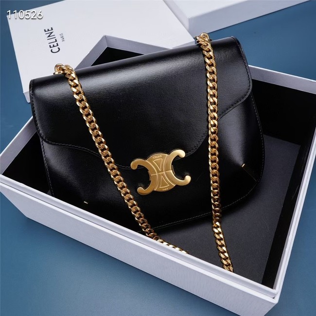 Celine CHAIN BESACE TRIOMPHE IN SHINY CALFSKIN 199273 BLACK