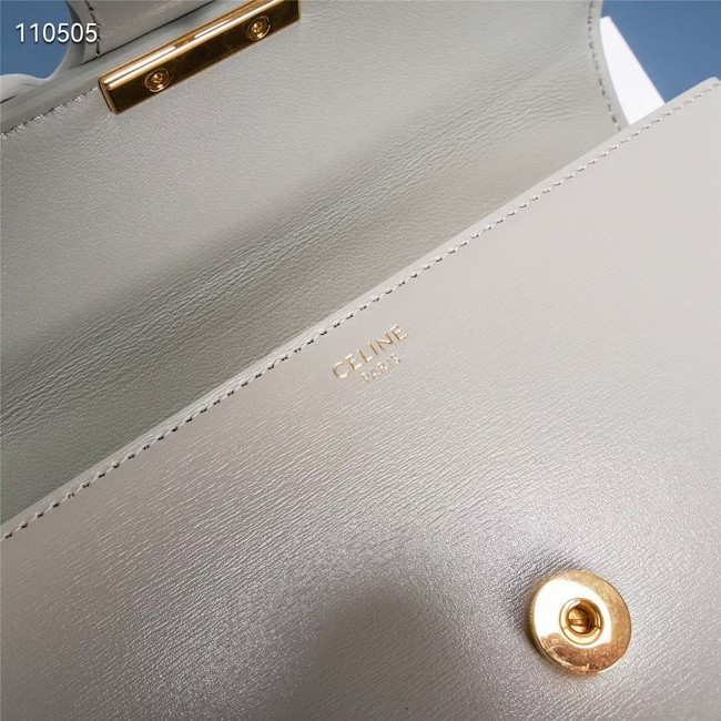 Celine CHAIN SHOULDER BAG TRIOMPHE IN SHINY CALFSKIN 199243 PALE GREY