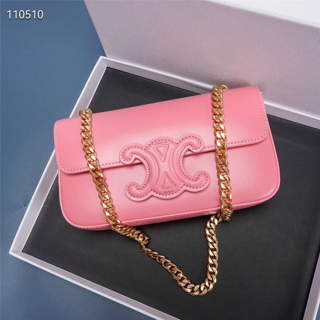 Celine CHAIN SHOULDER BAG TRIOMPHE IN SHINY CALFSKIN 199243 PINK