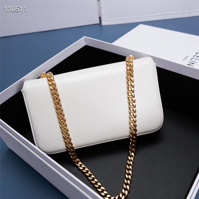 Celine CHAIN SHOULDER BAG TRIOMPHE IN SHINY CALFSKIN 199243 WHITE